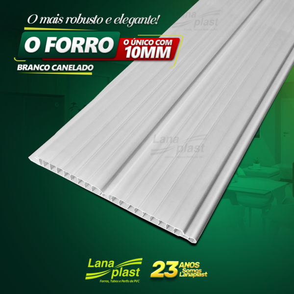 Forro PVC 10 MM Branco Canelado